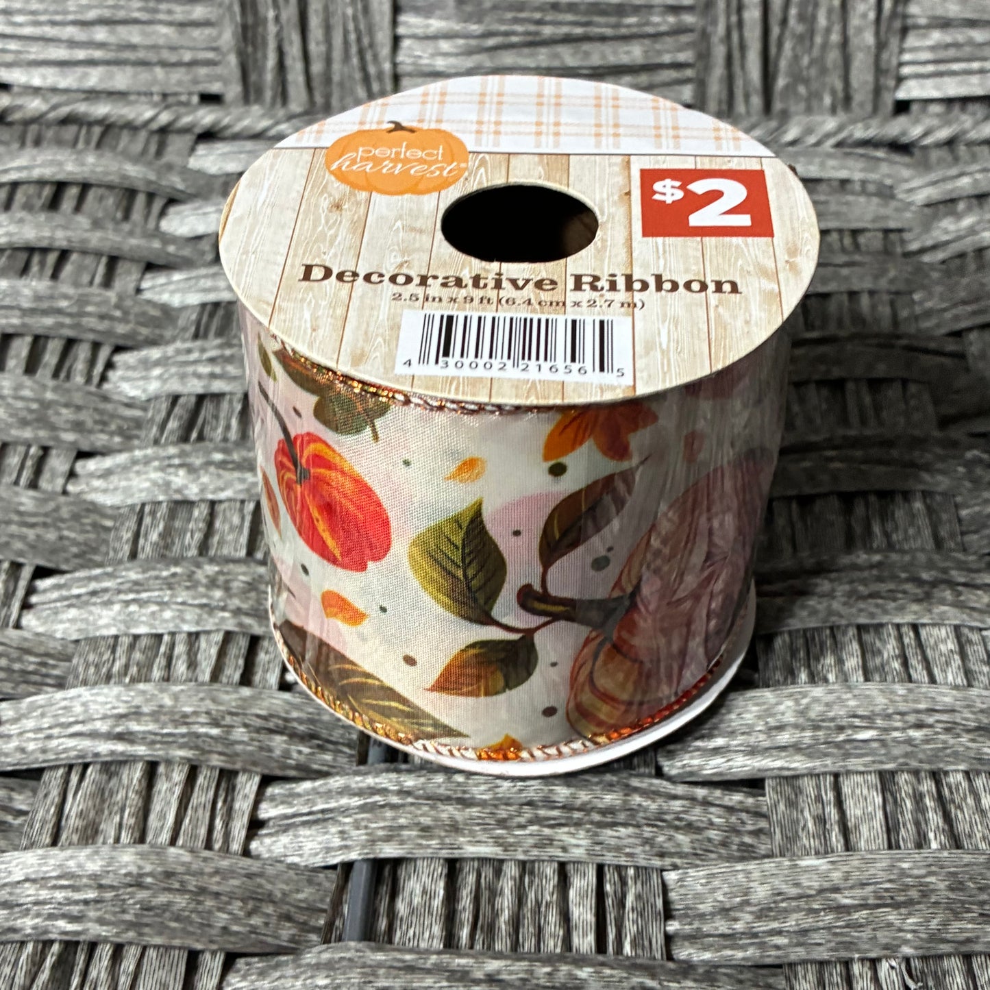 2.5” x 9’ FALL THEMED DECORATIVE RIBBON