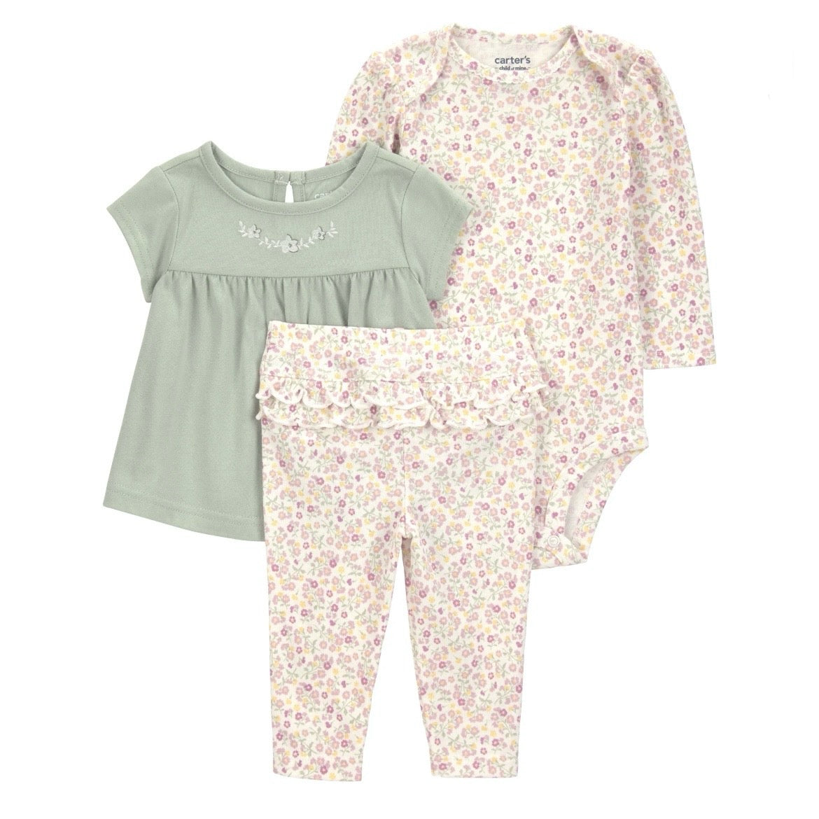 CARTER’S CHILD OF MINE BABY GIRL OUTFIT 3PC SET - SIZE 18M