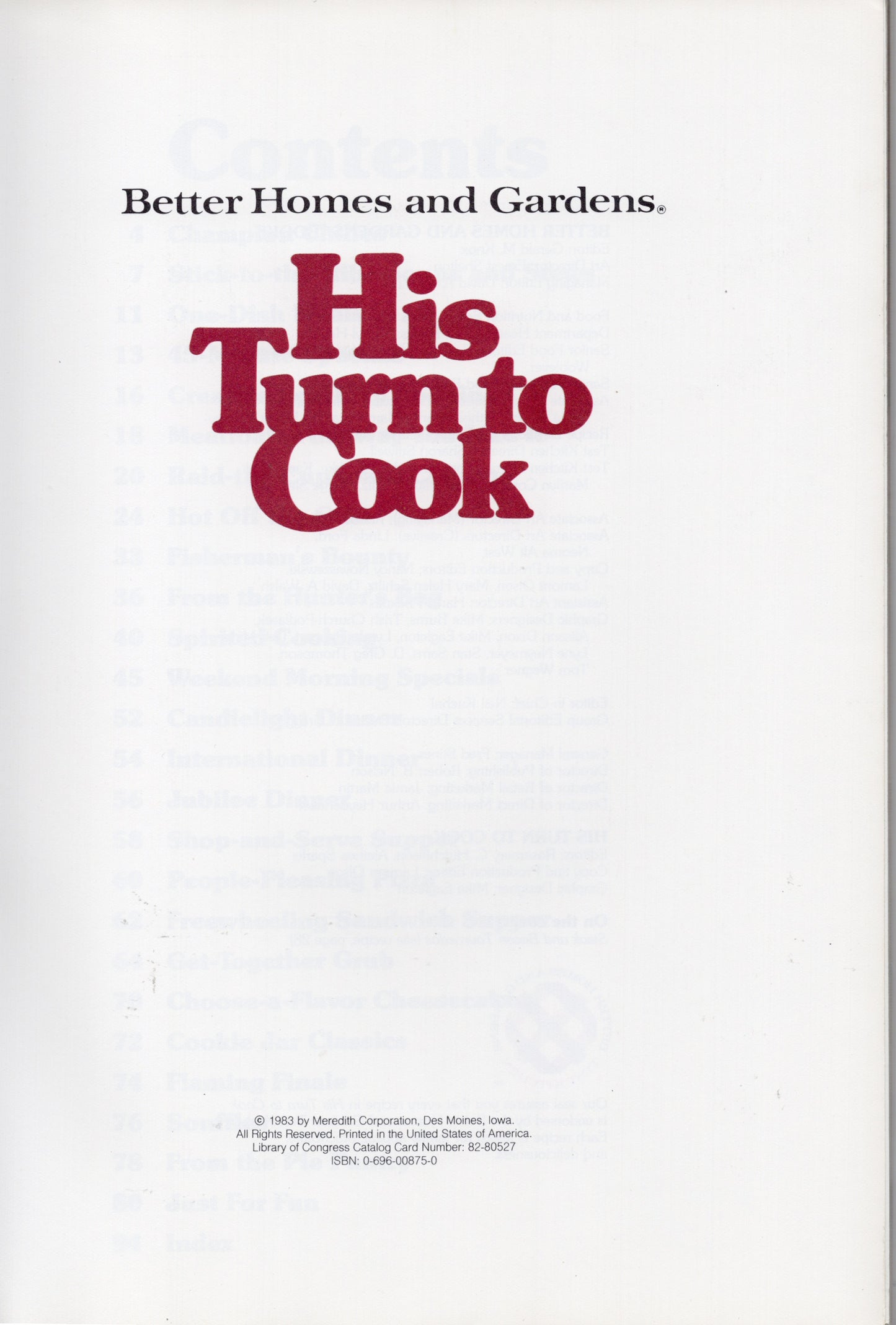 BETTER HOMES AND GARDENS - HIS TURN TO COOK - MAGAZINE - 1983 - GOOD CONDITION