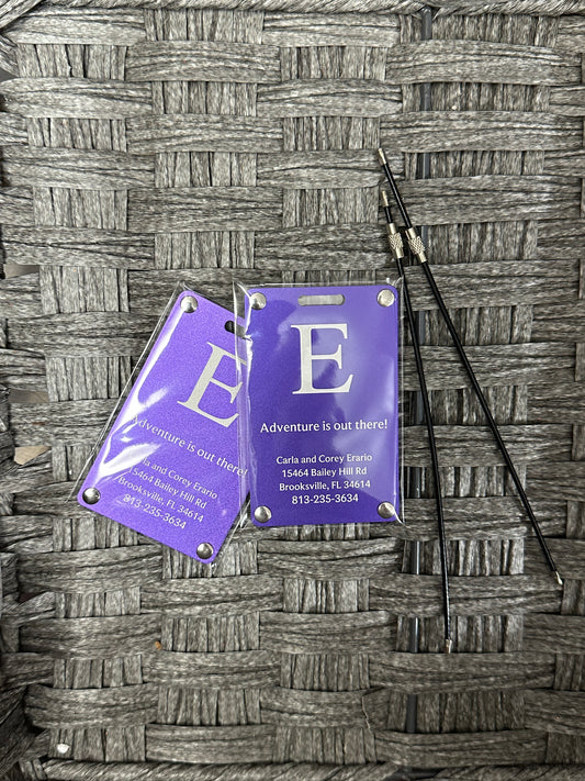 2pc Purple Metal Luggage Tags, Great for crafts
