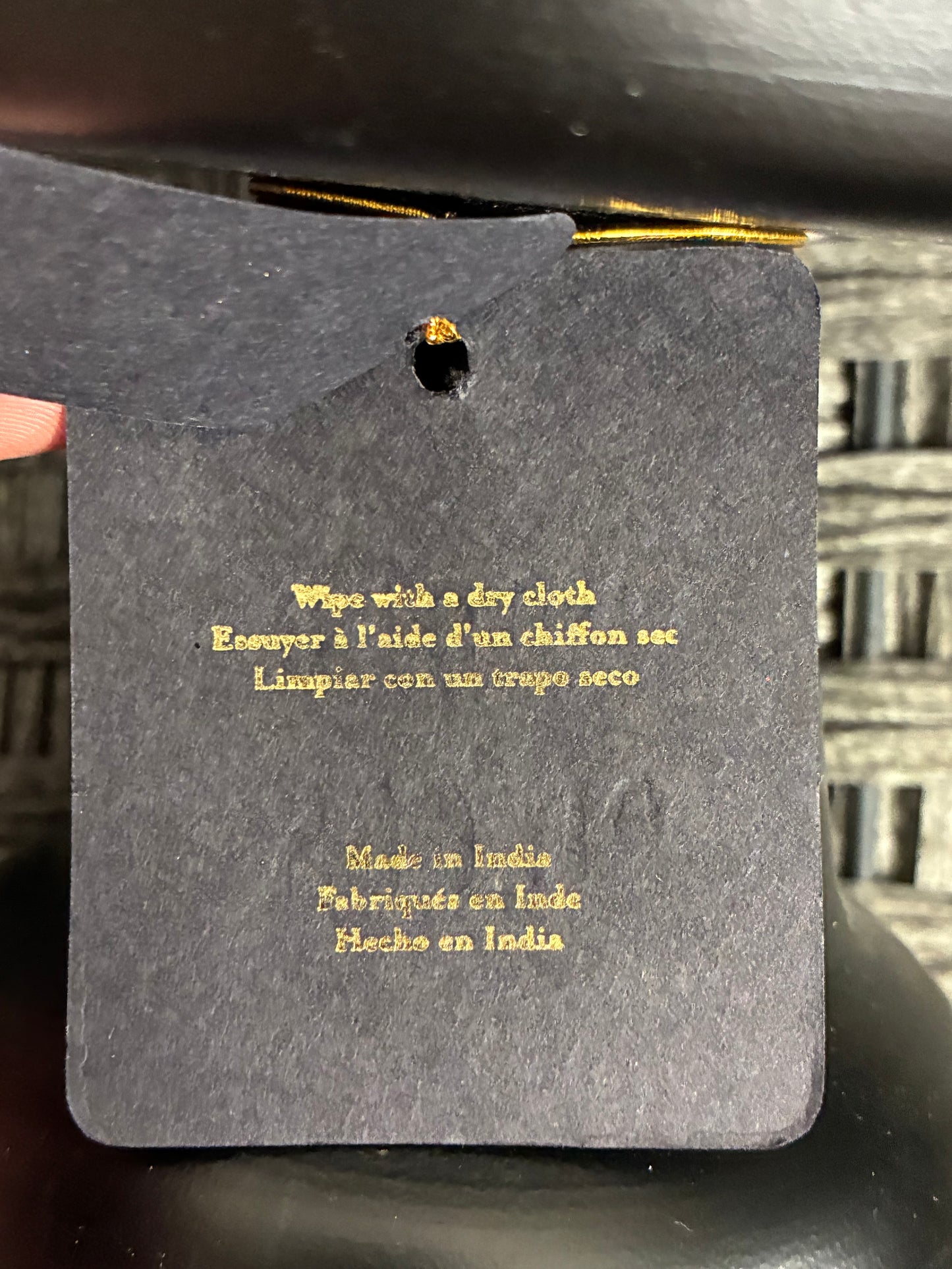 BLACK AND GOLD TONE MADE IN INDIA CANDLE HOLDER