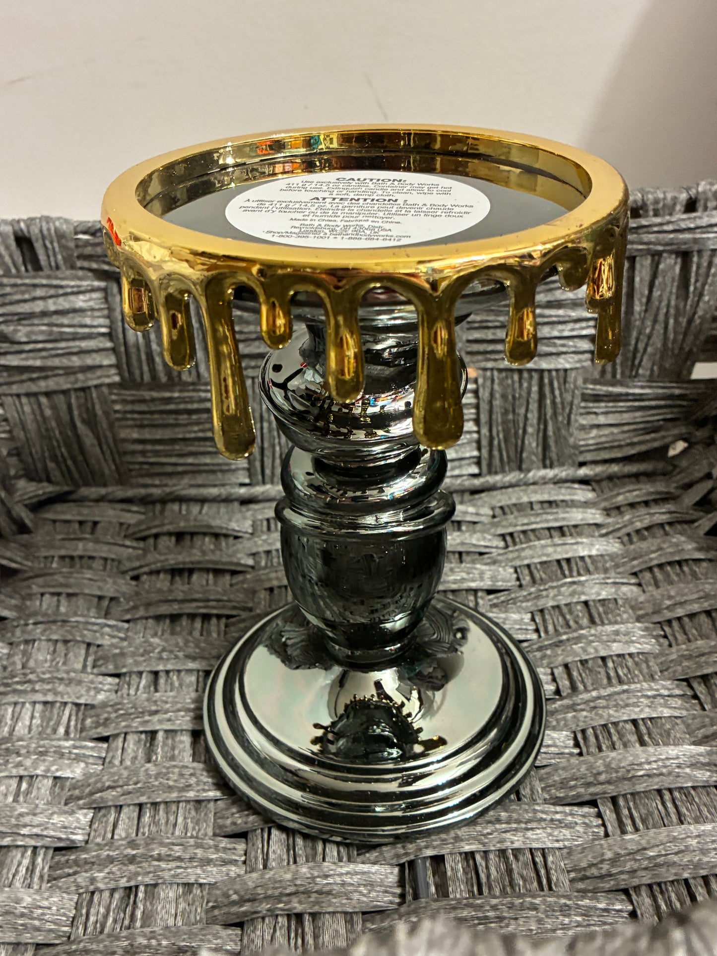 BATH AND BODY WORKS 2021 HALLOWEEN CANDLE HOLDER DRIPPING GOLD