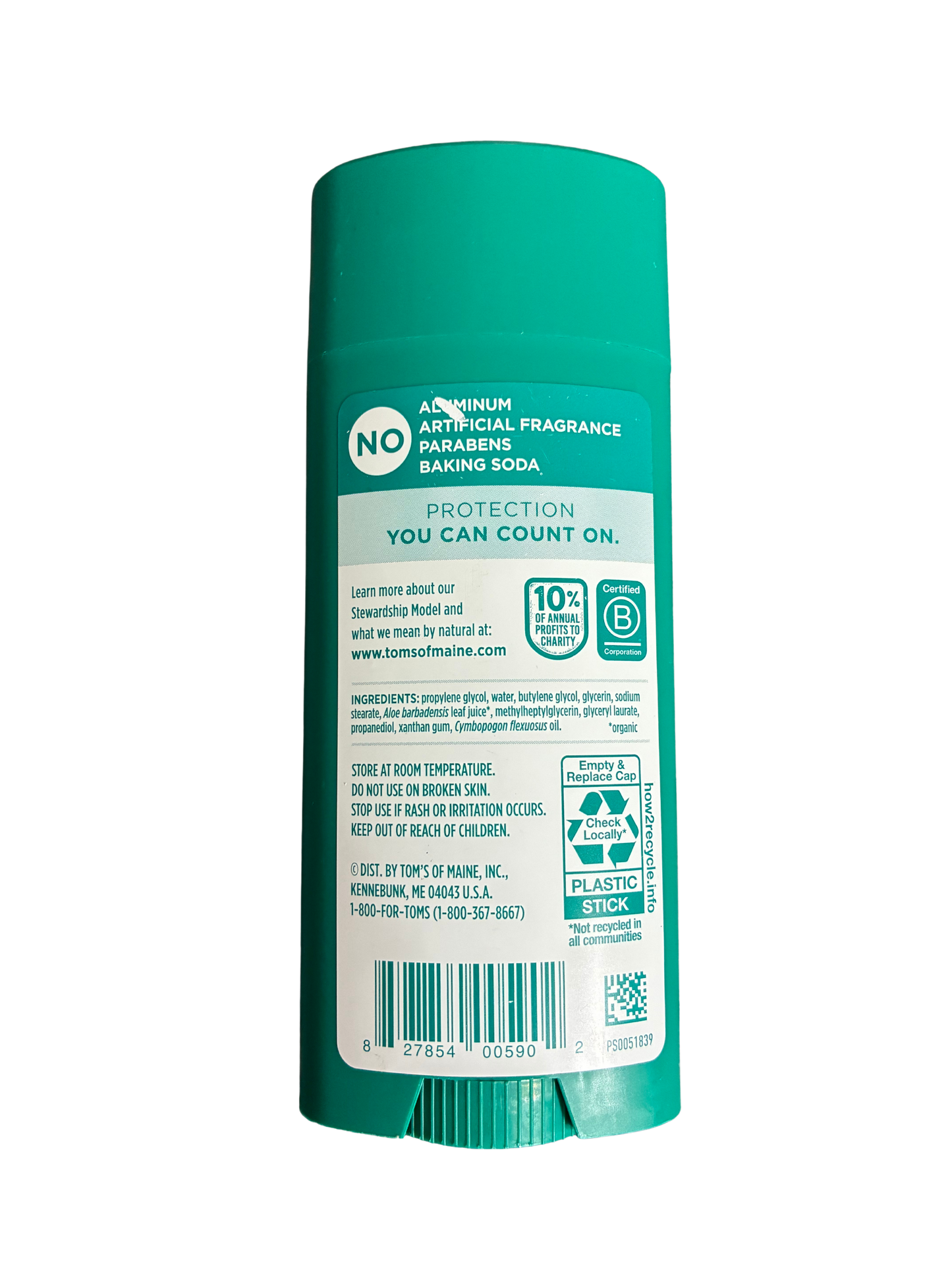 Tom’s Of Maine Unscented Aluminum Free 3.25OZ Deodorant