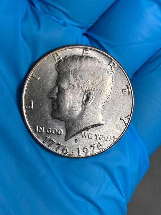 1776-1976 D Bicentennial Kennedy Half Dollar Error Filled D