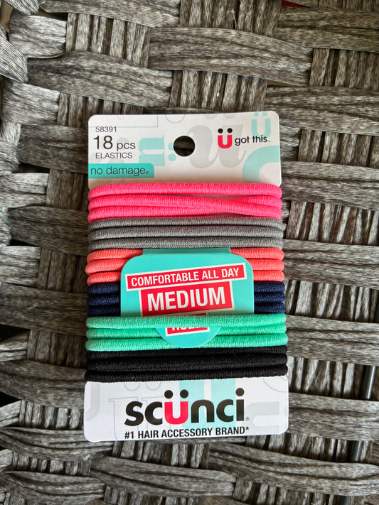 SCUNCI HAIR ELASTICS 18PCS MUTLICOLOR