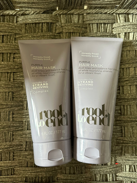 2 Bottles -Root To End Purple Hair Mask - Strand Reviving Complex (6OZ × 2)- New