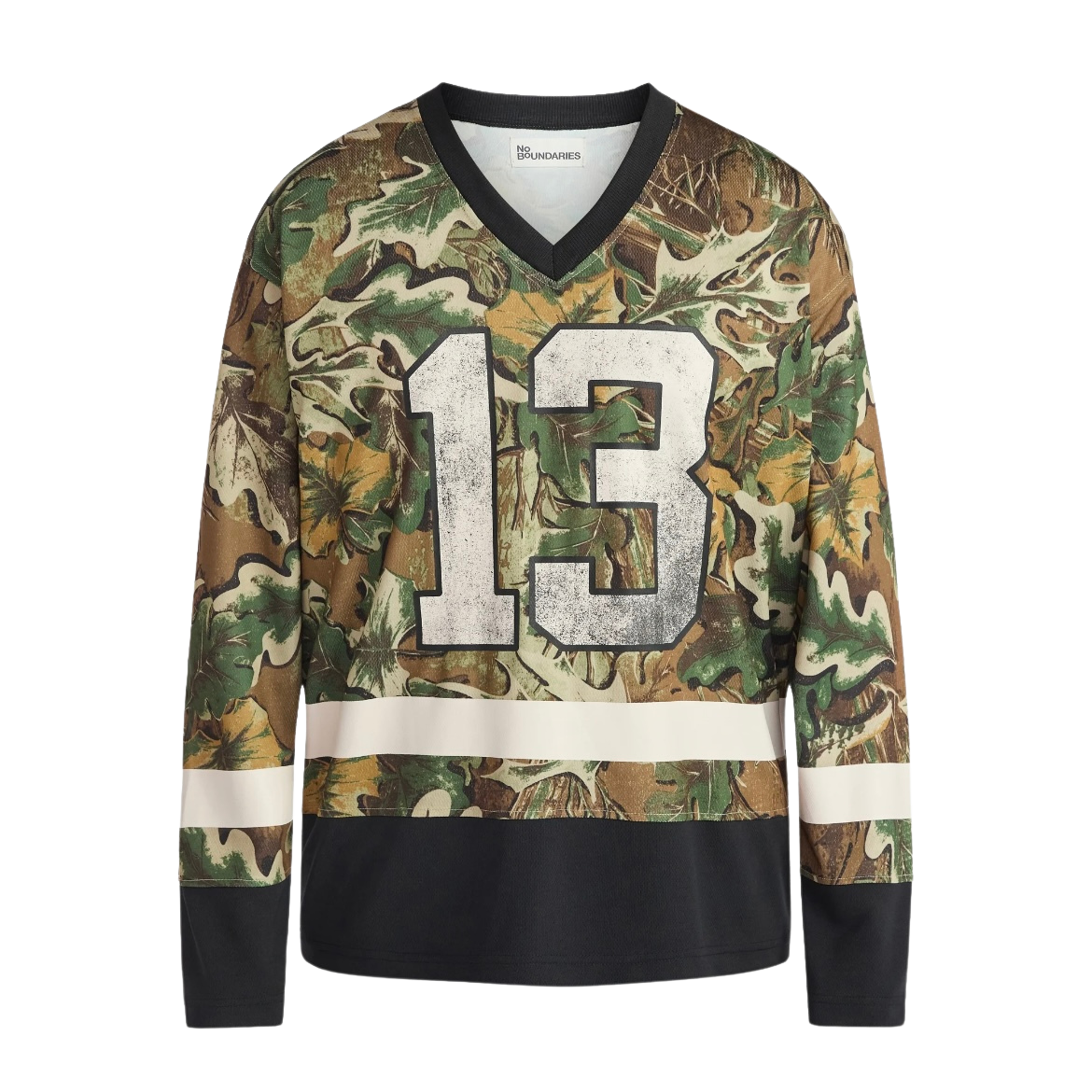 NO BOUNDARIES MEN’S HOCKEY JERSEY STYLE SHIRT WITH LONG SLEEVES CAMO - NWT - LARGE