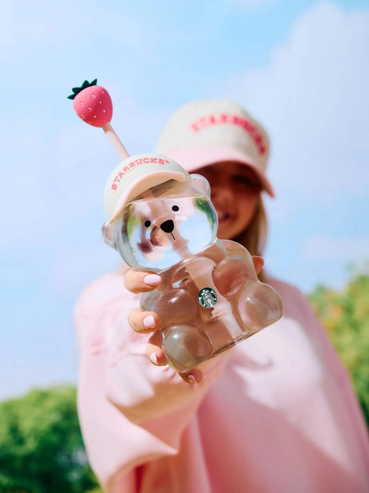 2026 Starbucks Bearista Bear Cup Strawberry Pink Baseball Hat New With Box