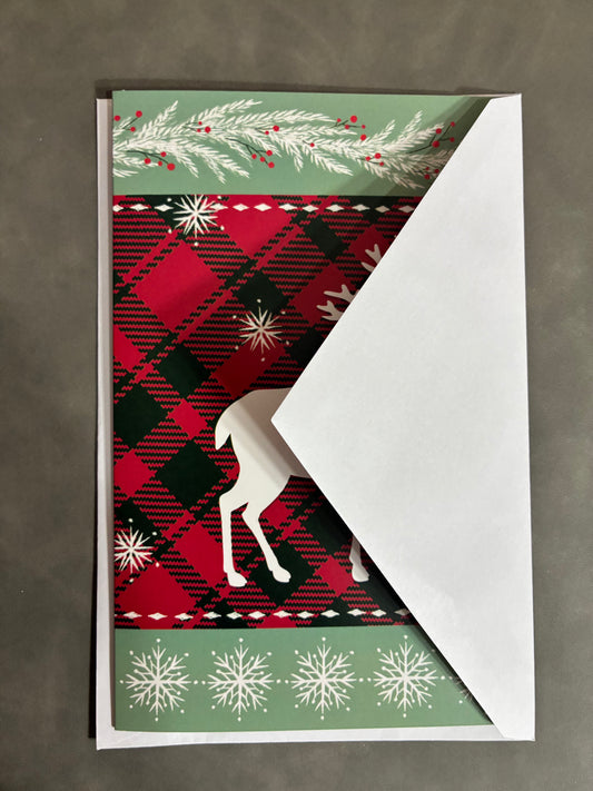 AMERICAN GREETINGS DEER CHRISTMAS CARD 1CT WHITE ENVELOPE