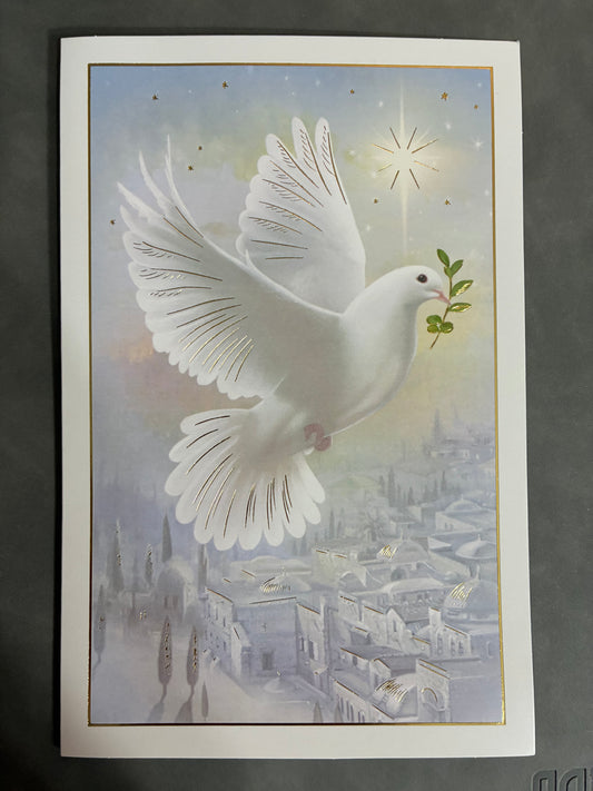 AMERICAN GREETINGS DOVE CHRISTMAS CARDS 4CT WITH WHITE/GOLD ENVELOPES