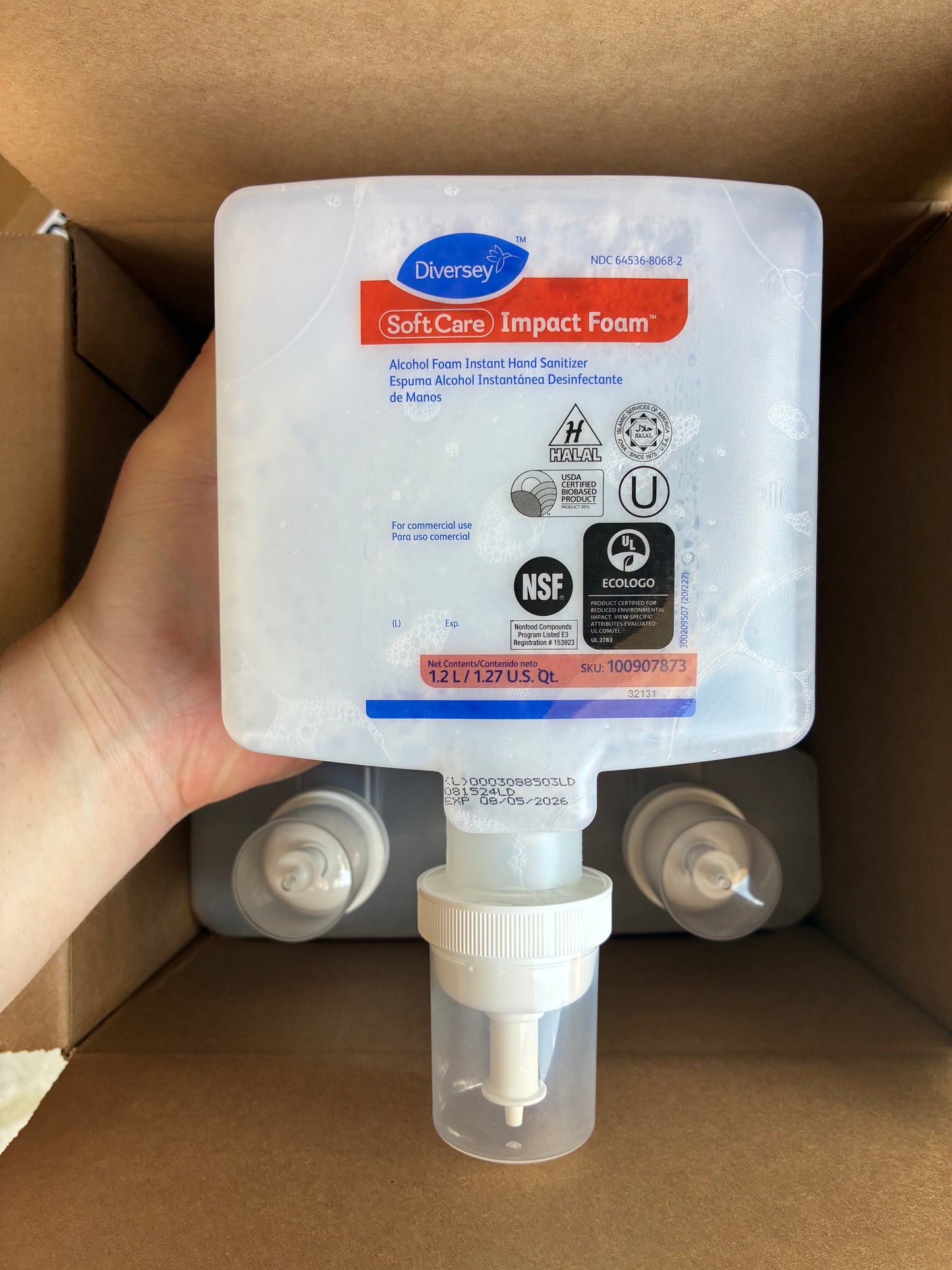 DIVERSEY SOFT CARE IMPACT FOAM ALCOHOL FOAM HAND SANITIZER REFILLS 6x1.2L