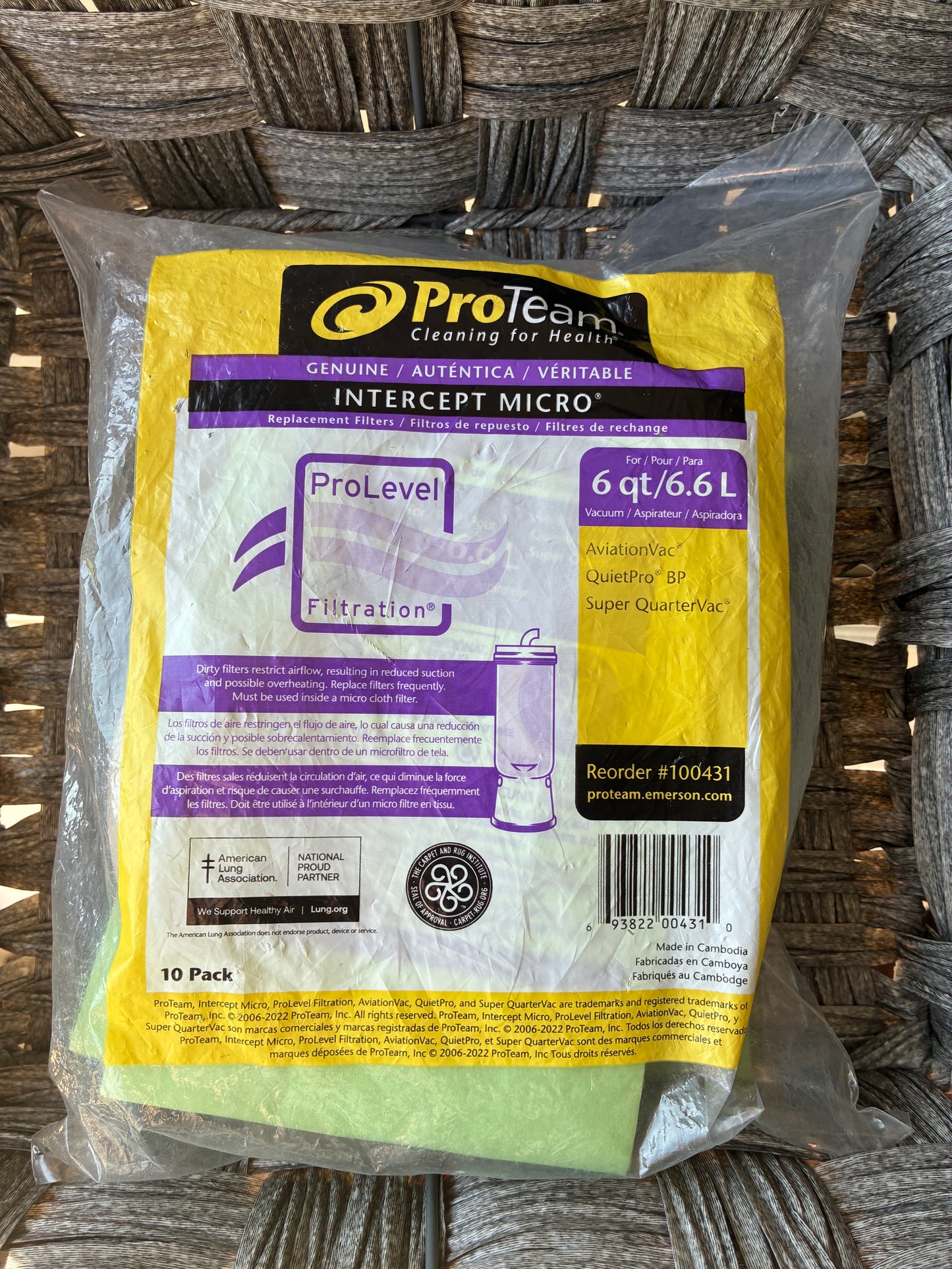 LOT OF 3 PROTEAM GENUINE INTERCEPT MICRO 6QT #100431 10PK AVIATIONVAC QUIETPRO