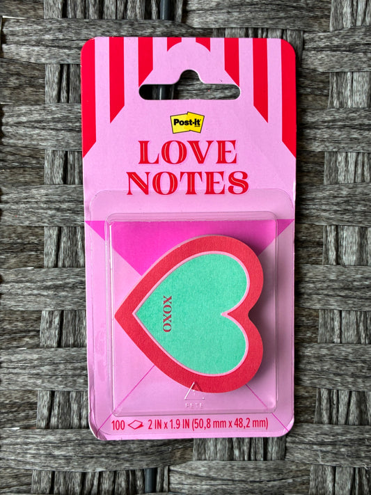 POST-IT LOVE NOTES HEART SHAPED STICKY NOTES "XOXO" 100CT 2"X1.9" NEW