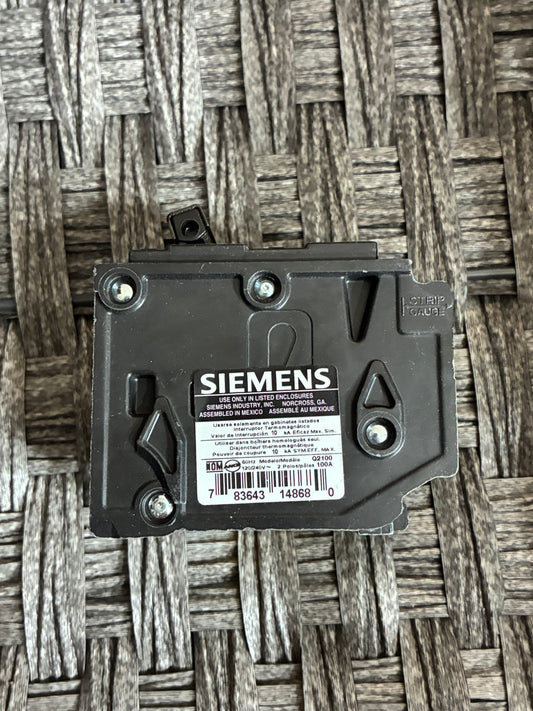SIEMENS Q2100A 2 POLE 240V CIRCUIT BREAKER - BLACK