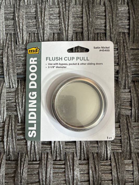4x PACK M-D SLIDING DOOR FLUSH CUP PULL SATIN NICKEL