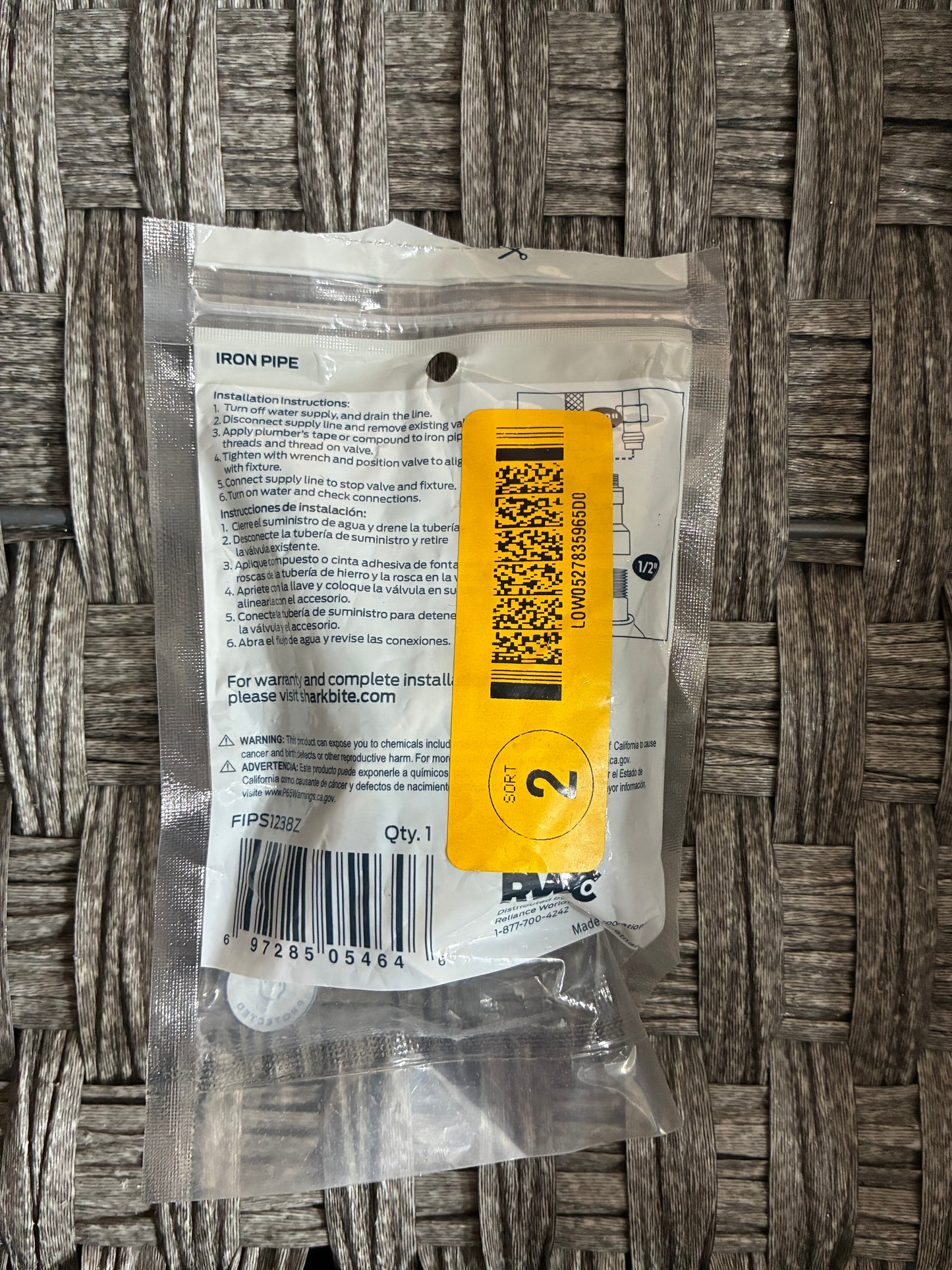 SHARKBITE 1/2" X 3/8" OD COMP STRAIGHT STOP BRASS VALVE