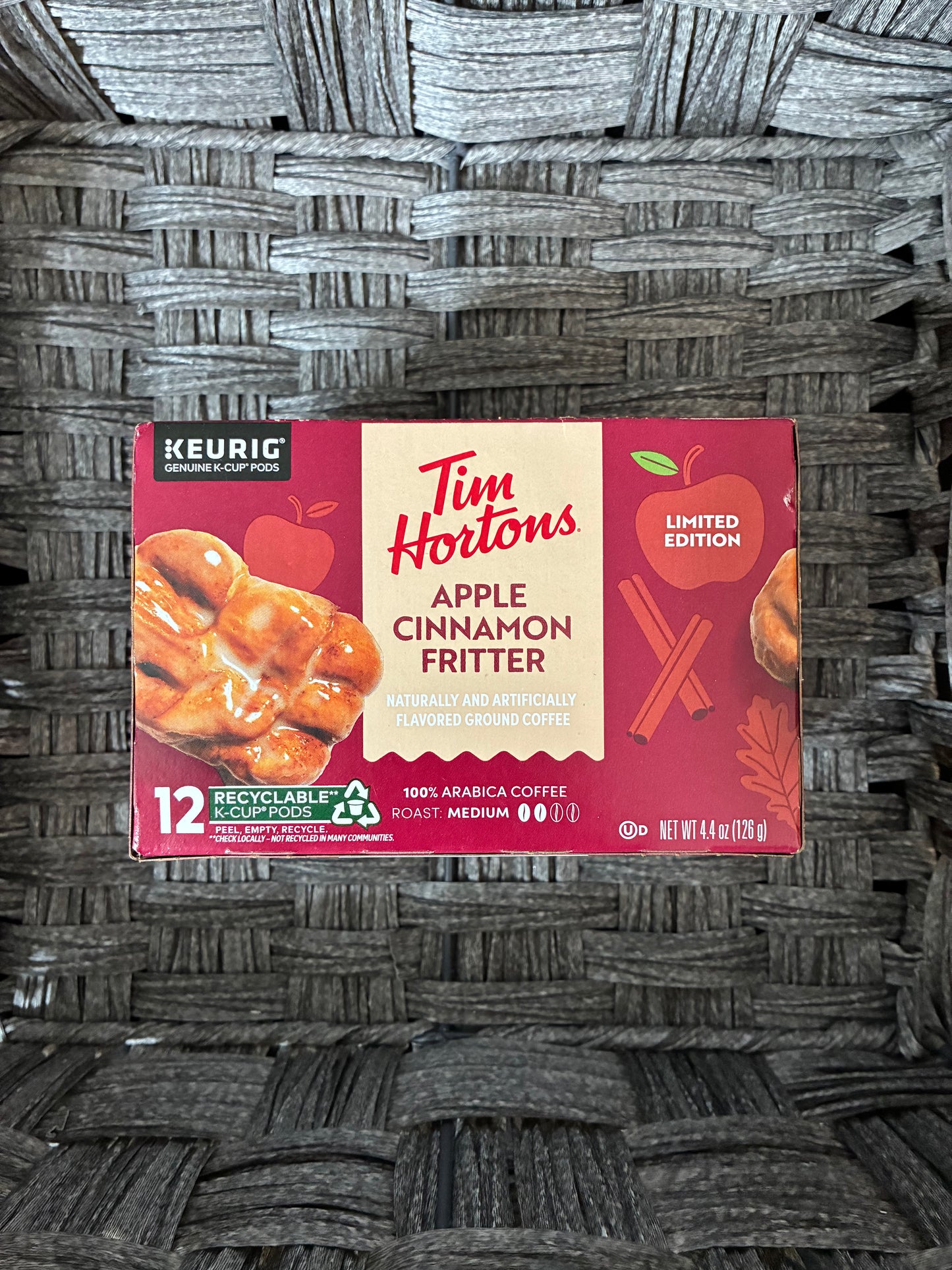 KEURIG TIM HORTONS APPLE CINNAMON FRITTER LIMITED EDITION 12 PODS BB 13JULY2026
