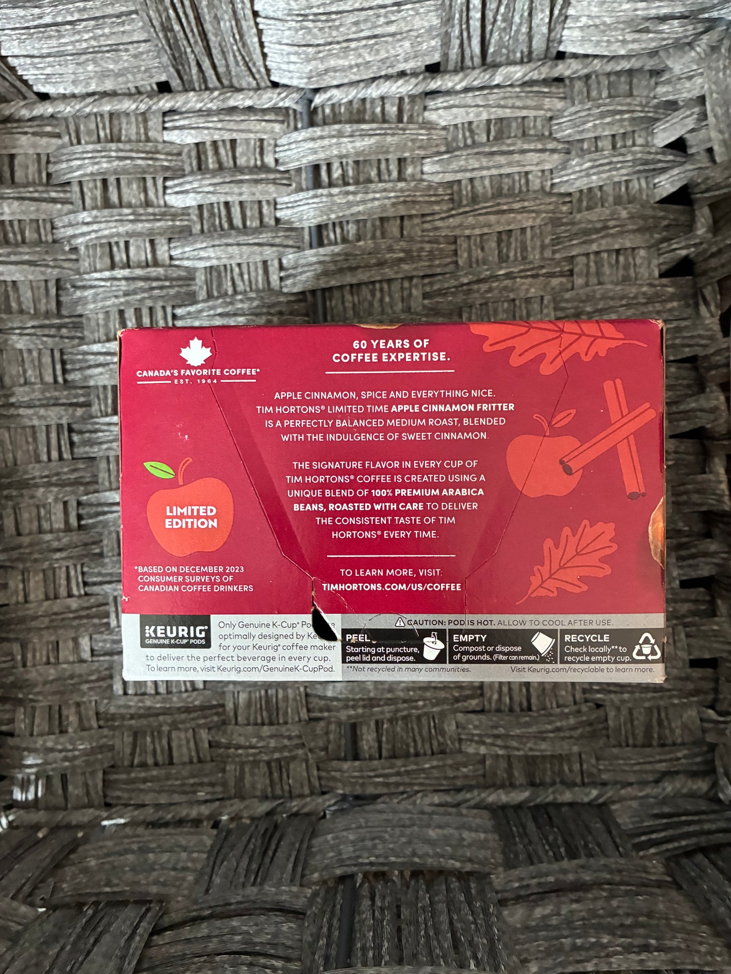 KEURIG TIM HORTONS APPLE CINNAMON FRITTER LIMITED EDITION 12 PODS BB 13JULY2026