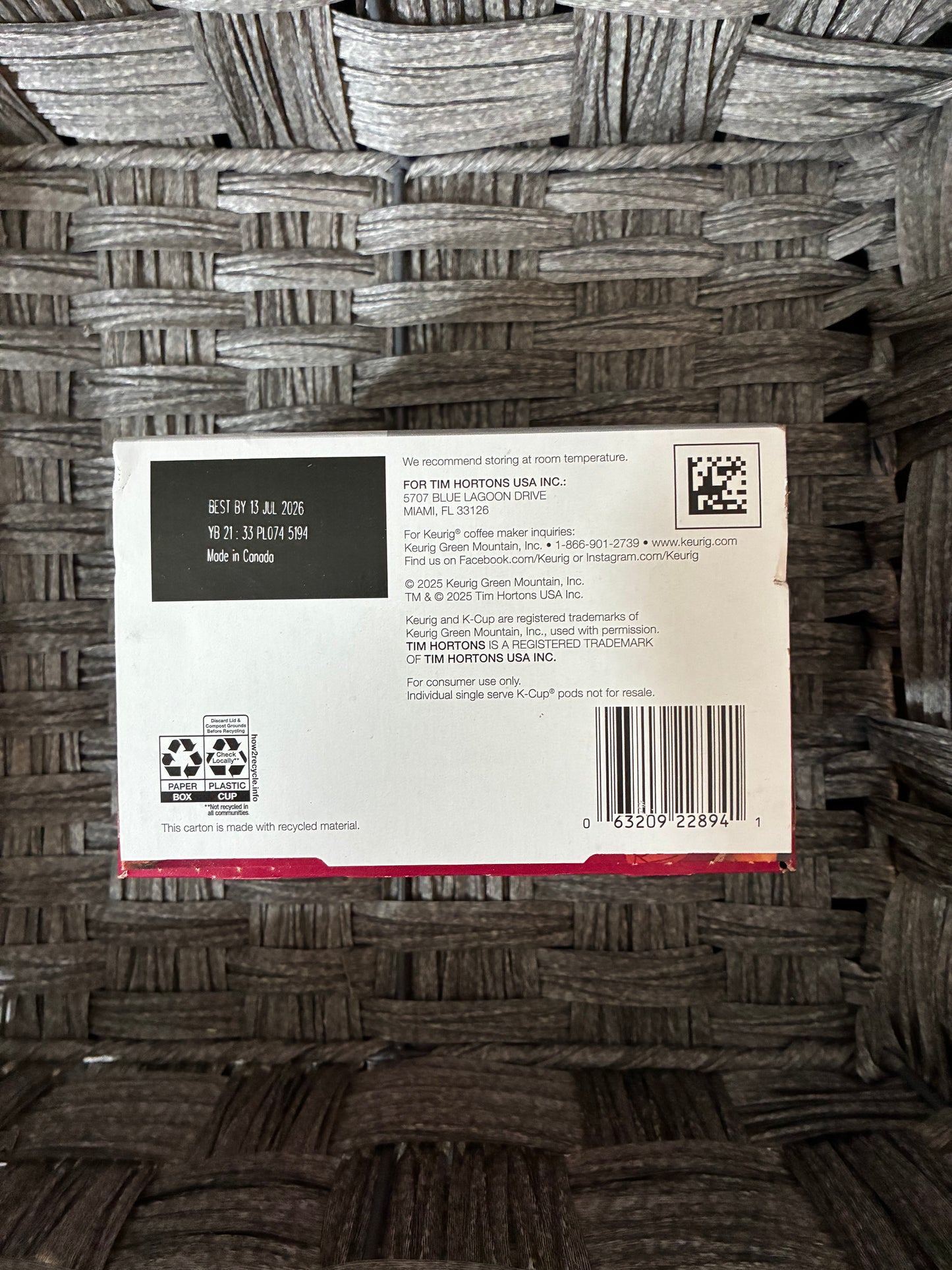 KEURIG TIM HORTONS APPLE CINNAMON FRITTER LIMITED EDITION 12 PODS BB 13JULY2026