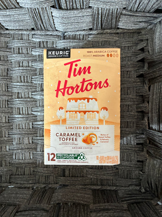 KEURIG TIM HORTONS CARAMEL TOFFEE LIMITED EDITION 12 PODS BB 06AUGUST2026