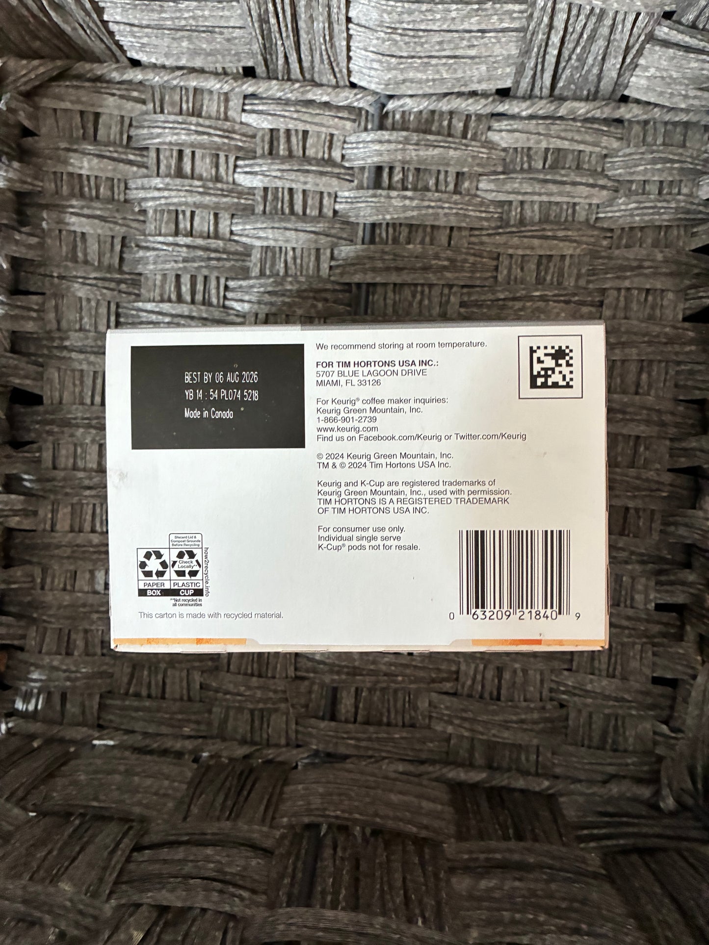 KEURIG TIM HORTONS CARAMEL TOFFEE LIMITED EDITION 12 PODS BB 06AUGUST2026