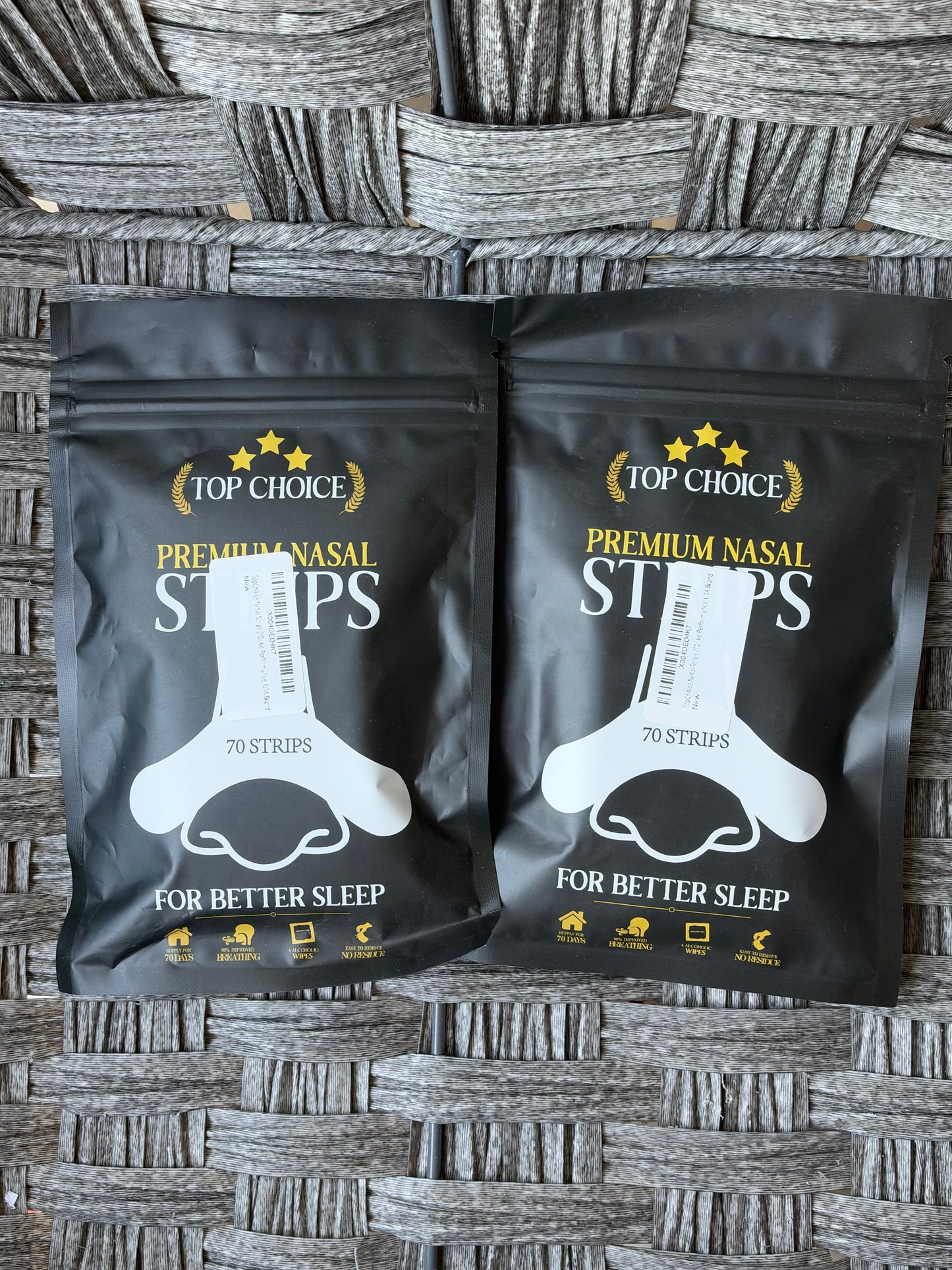 140CT TOP CHOICE PREMIUM NASAL STRIPS FOR BETTER SLEEP, 2X PACKS OF 70CT NEW