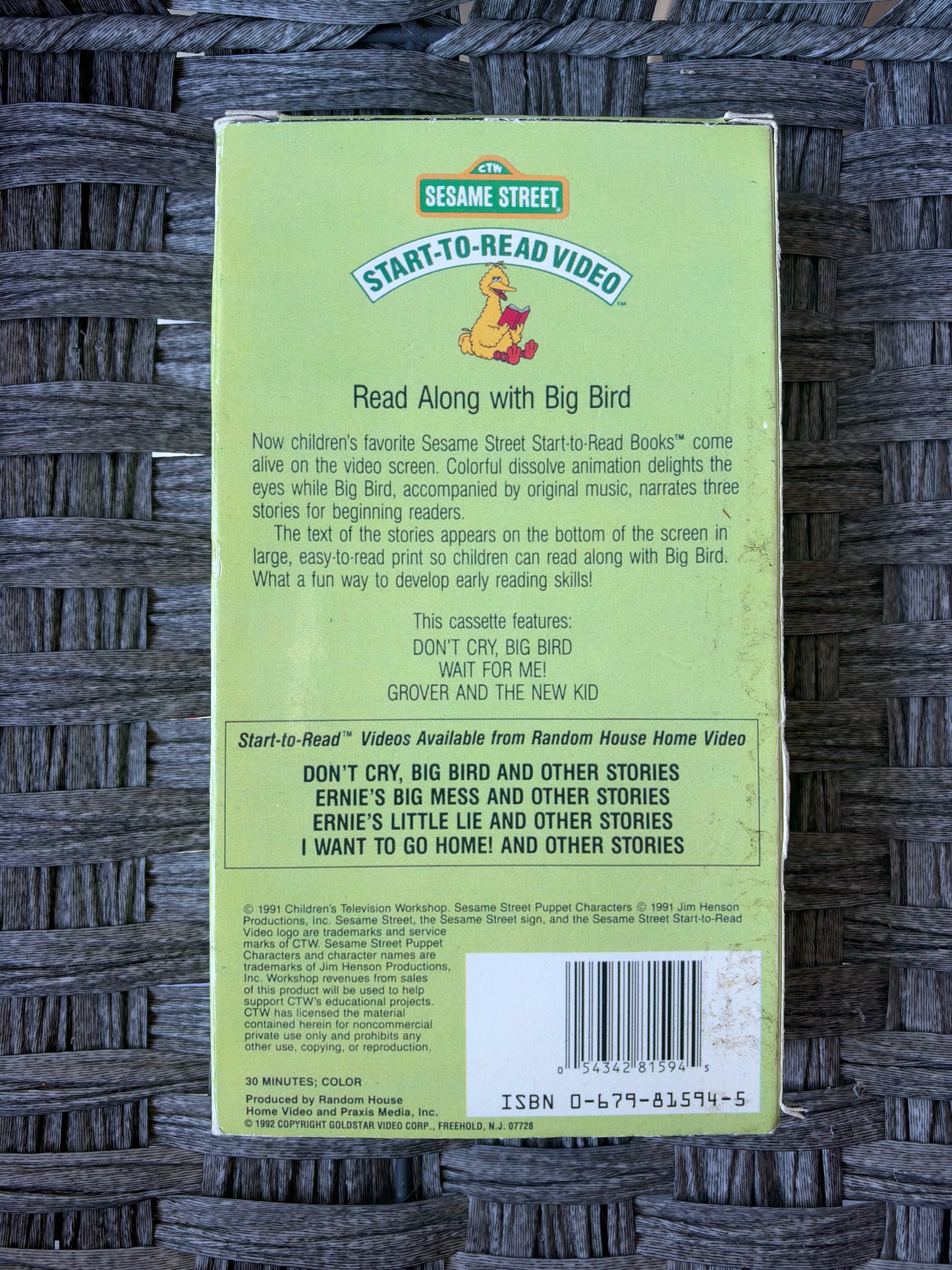 SESAME STREET START-TO-READ VIDEO DON'T CRY, BIG BIRD (VHS, 1991) VINTAGE