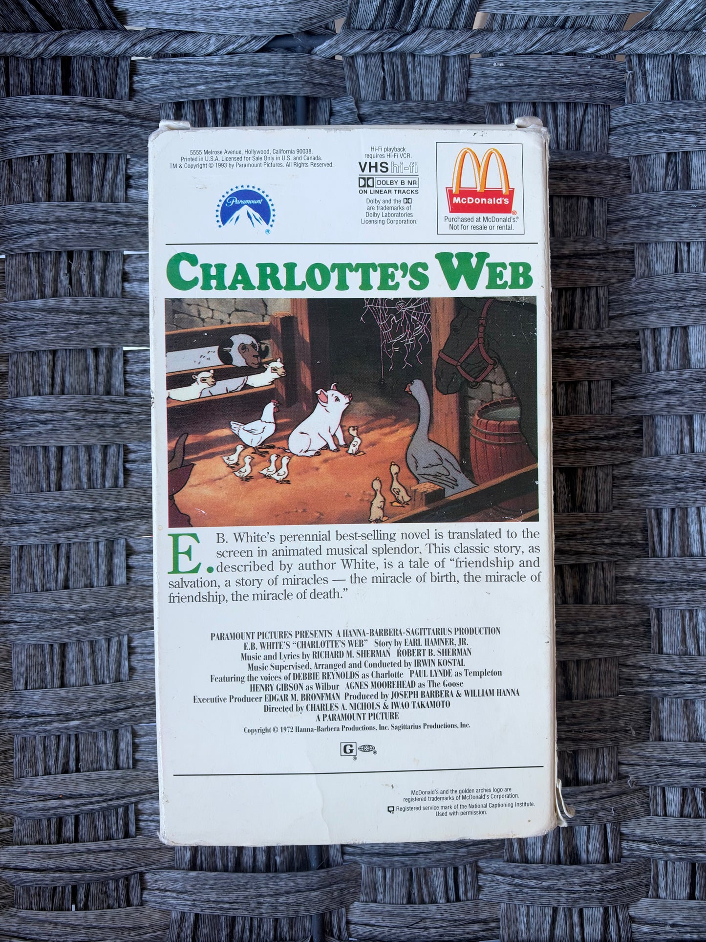 CHARLOTTE'S WEB (VHS, 1973) MCDONALD'S X PARAMOUNT EDITION VINTAGE PRE OWNED