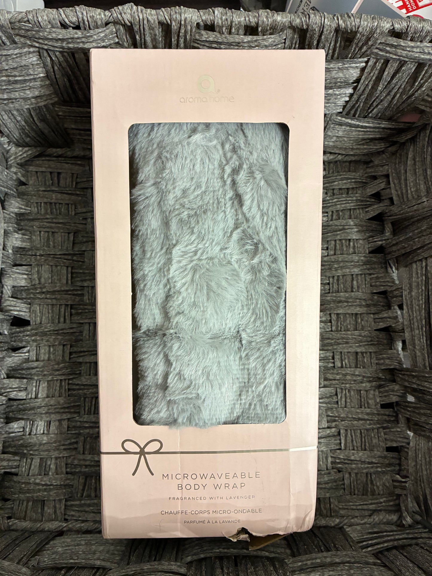 AROMA HOME MICROWAVEABLE BODY WRAP GRAY FAUX FUR