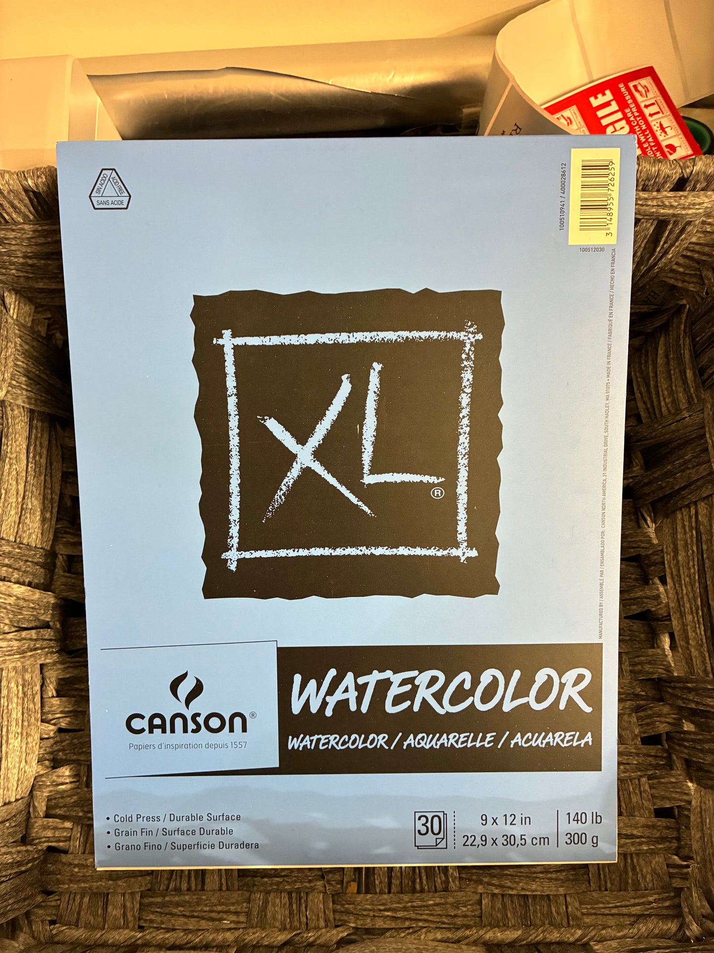 CANSON XL 9X12 WATERCOLOR PAPER PAD COLD PRESS TEXTURED 30 SHEETS 140LB