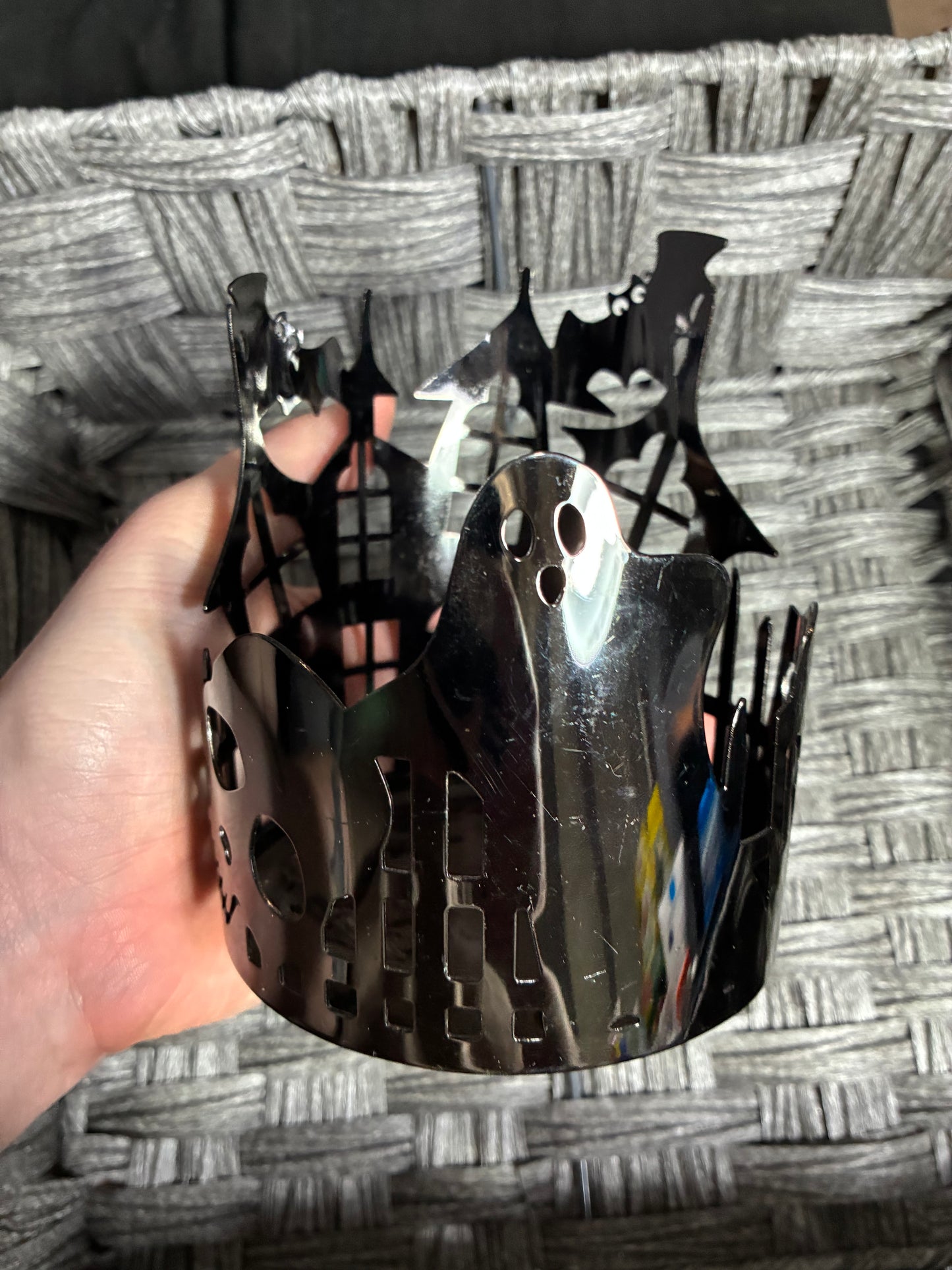 BATH AND BODY WORKS HAUNTED HOUSE HALLOWEEN THEMED 3 WICK CANDLE HOLDER EARLY 2000S