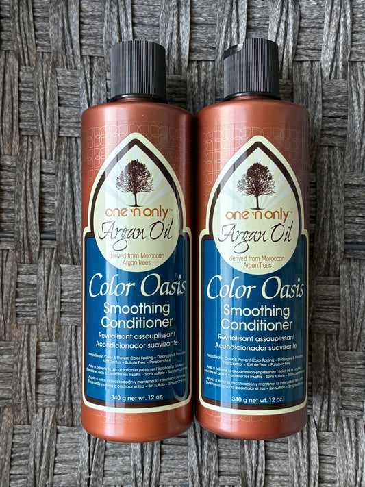 2 PACK ONE 'N ONLY ARGAN OIL COLOR OASIS SMOOTHING CONDITIONER 12FL OZ NEW