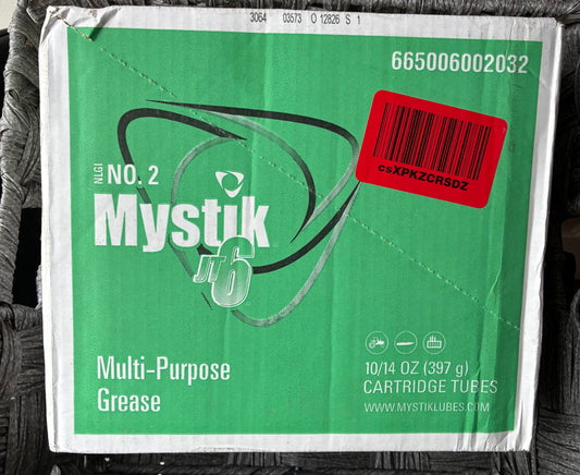 CASE OF 10 14OZ MYSTIK NO. 2 JT-6 NLGI MULTI-PURPOSE GREASE CARTRIDGE TUBES NEW