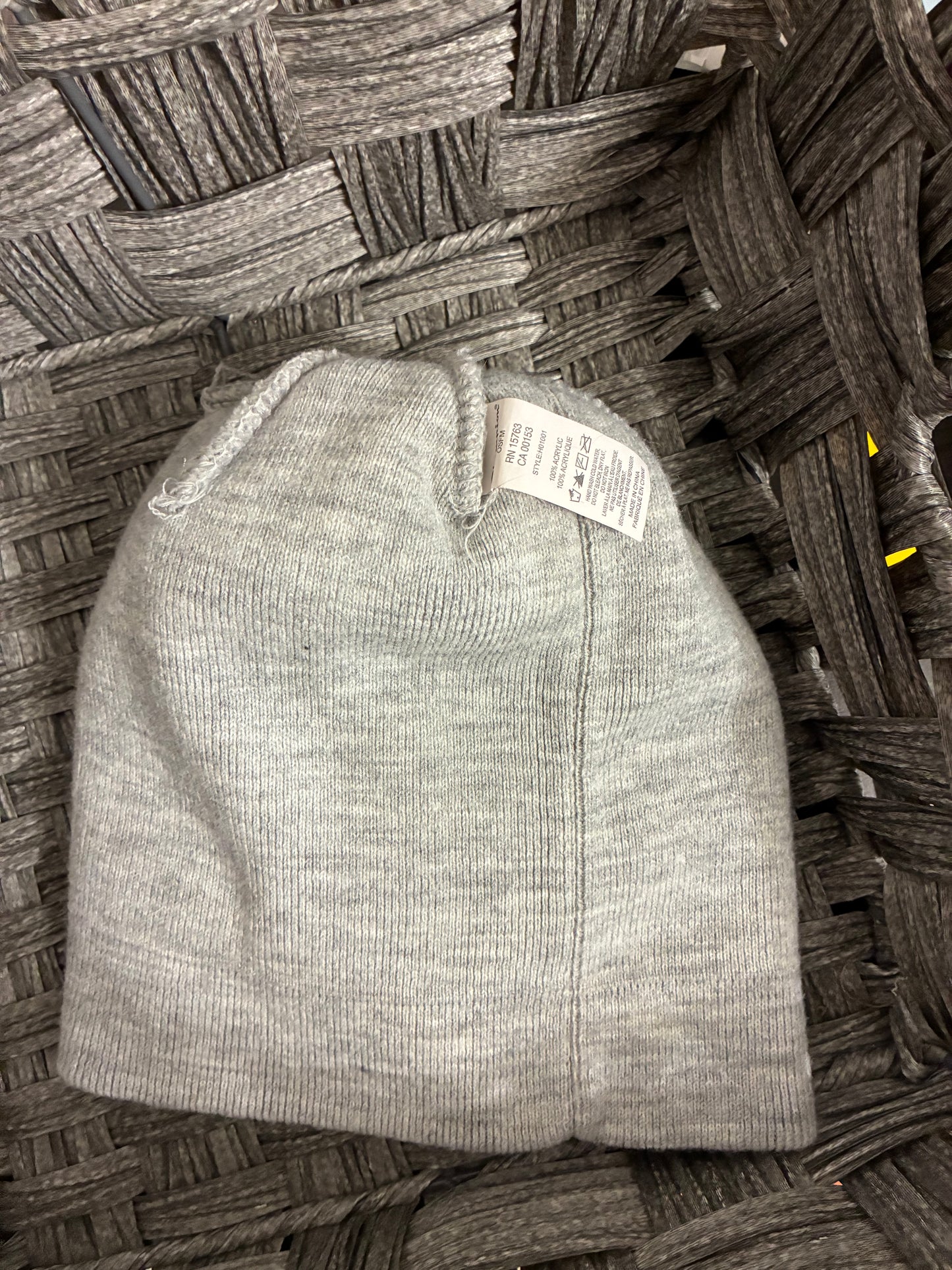 PRE-OWNED CHAMPION LOGO BEANIE RED GRAY POM