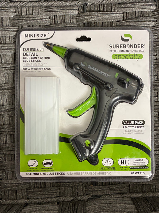 SUREBONDER MINI SIZE HOT GLUE GUN VALUE PACK WITH 12 MINI STICKS CORDED