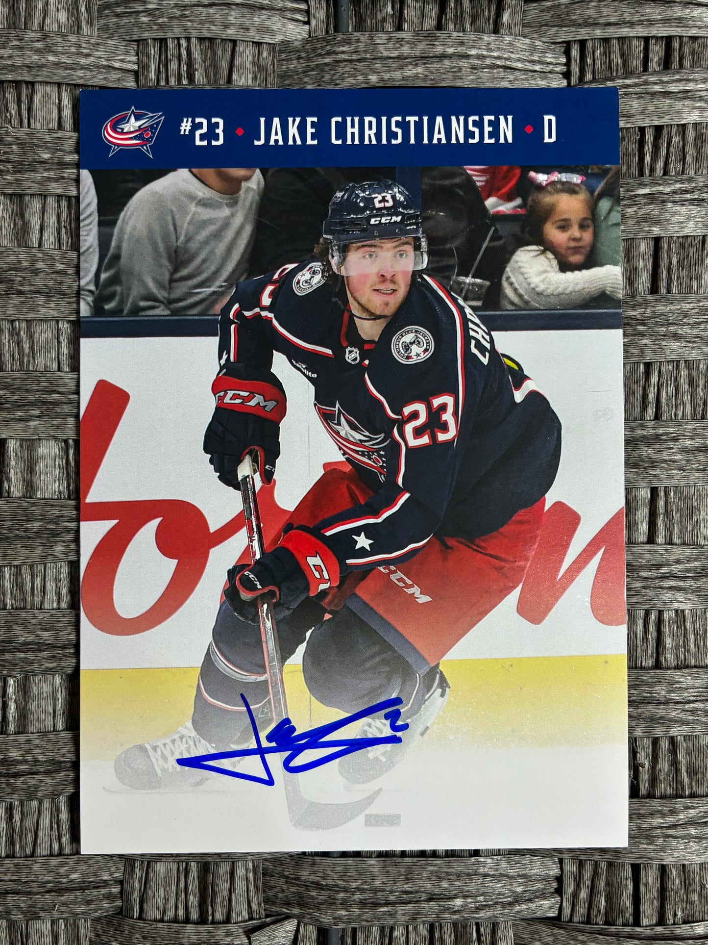 JAKE CHRISTIANSEN #23 AUTOGRAPH SIGNED COLUMBUS BLUE JACKETS PROMO 5"X7" PHOTO