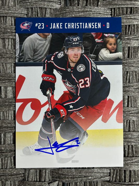 JAKE CHRISTIANSEN #23 AUTOGRAPH SIGNED COLUMBUS BLUE JACKETS PROMO 5"X7" PHOTO