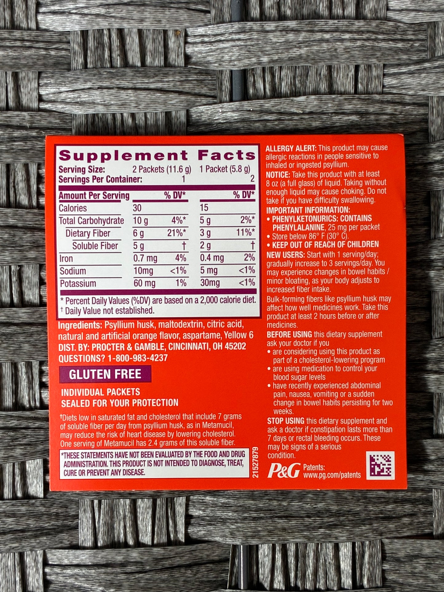META MUCIL PSYLLIUM FIBER SUPPLEMENT SUGAR FREE 4-IN-1 FIBER PACKETS 2CT - ORANGE