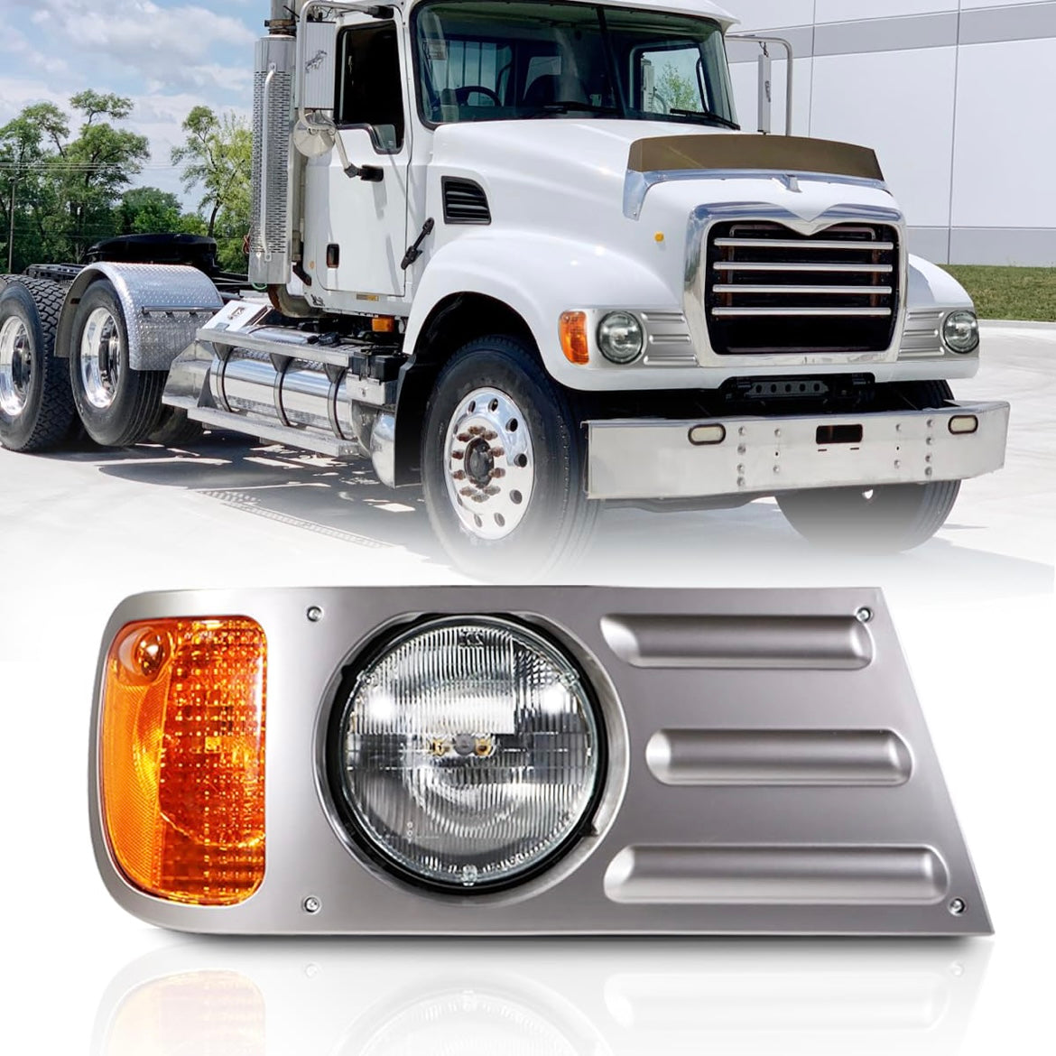 HPDMAUTO HEADLIGHT ASSEMBLY FIT FOR MACK CV RIGHT PASSENGER SIDE CHROME REPLACE