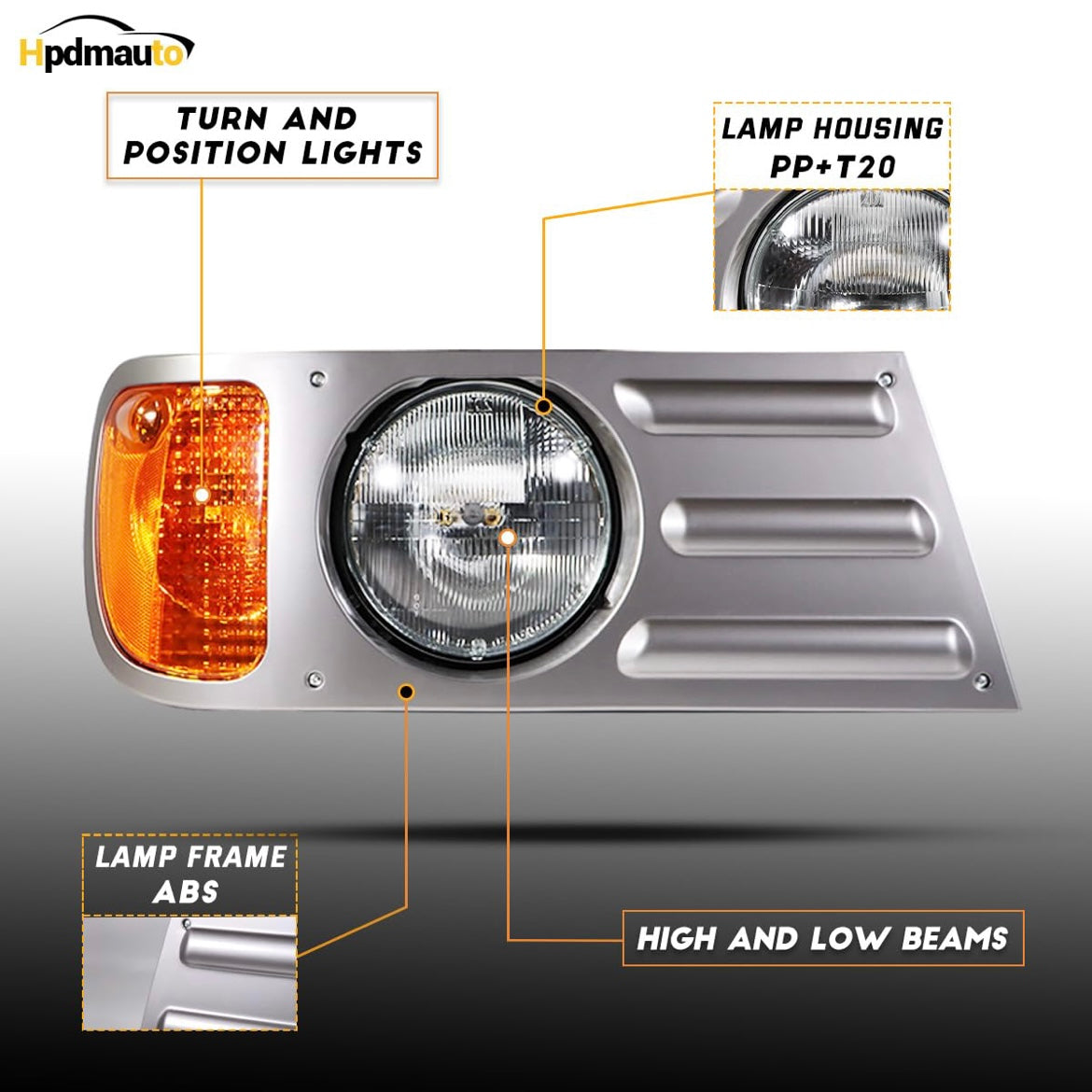 HPDMAUTO HEADLIGHT ASSEMBLY FIT FOR MACK CV LEFT DRIVERS SIDE GREY REPLACEMENT