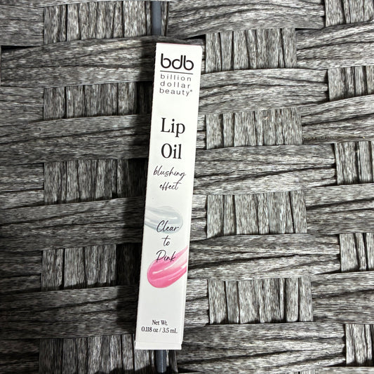 BILLION DOLLAR BEAUTY BDB LIP OIL BLUSHING EFFECT CLEAR TO PINK .118 OZ