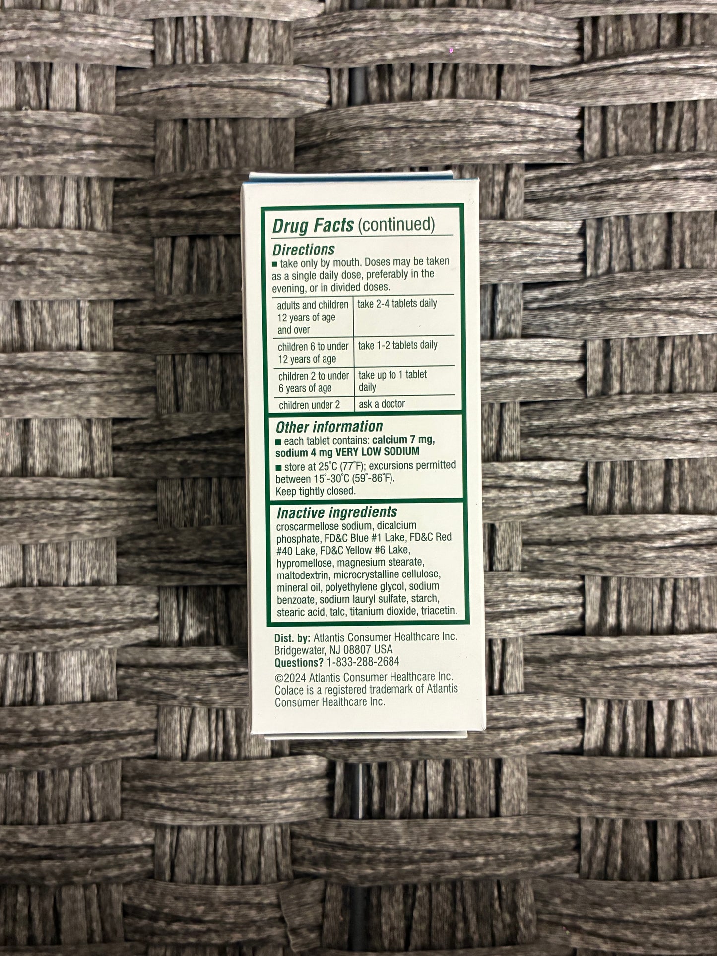 COLACE 2-IN-1 STOOL SOFTENER & STIMULANT LAXATIVE 60 TABLETS EXP. 05/31/2028