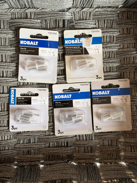 LOT OF 5X 3CT PACKS KOBALT FILTER KIT #0301350 GRAVITY FEED SPRAY GUN NEW