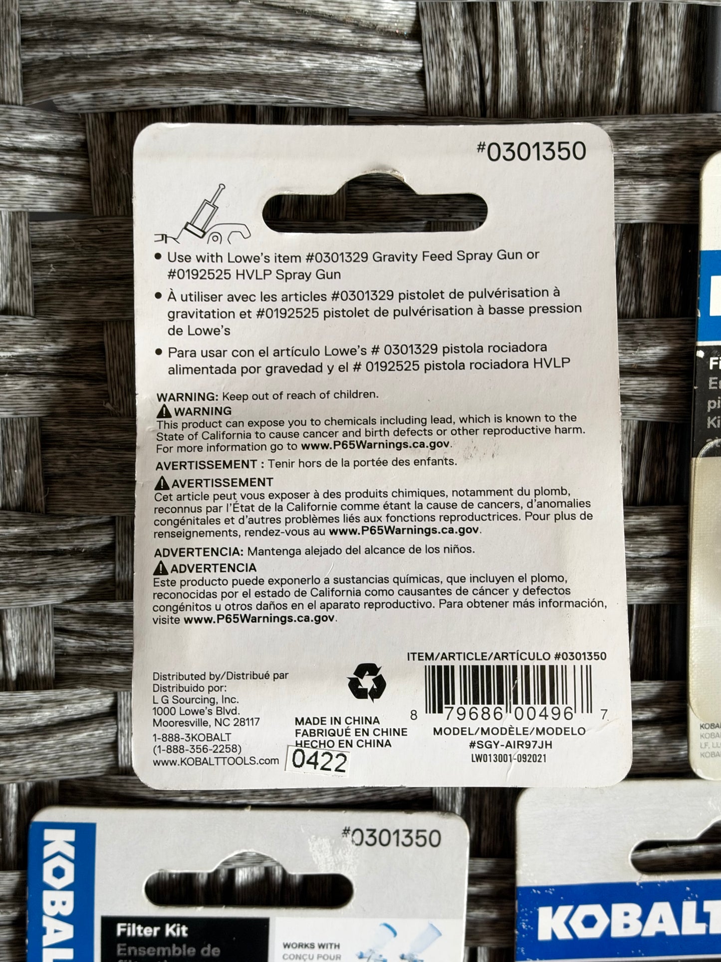 LOT OF 5X 3CT PACKS KOBALT FILTER KIT #0301350 GRAVITY FEED SPRAY GUN NEW