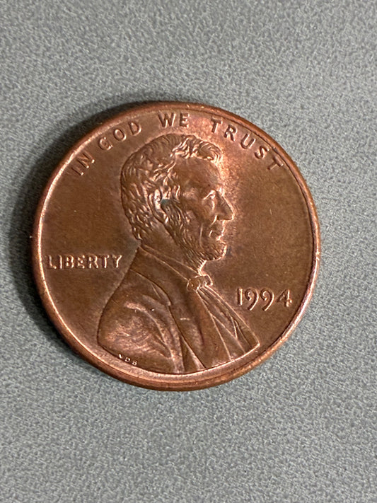 1994 PENNY NO MINT MARK CIRCULATED OFF SET RIM ERROR