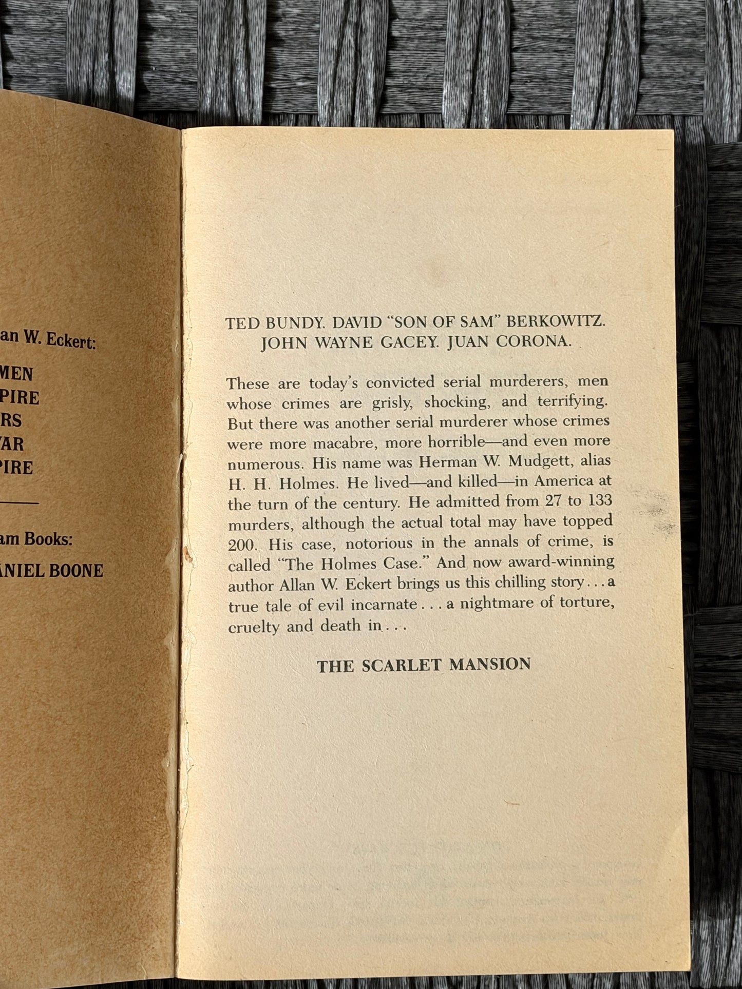 THE SCARLET MANSION - ALLAN W. ECKERT (PAPERBACK, 2ND PRINT, 1986) SERIAL KILLER