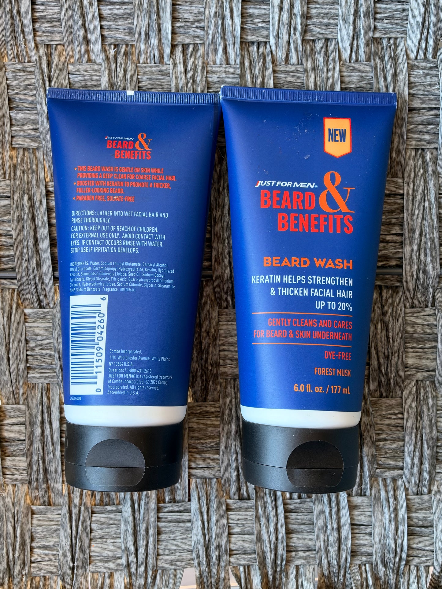 2 PACK - JUST FOR MEN BEARD & BENEFITS BEARD WASH - KERATIN FOR THICKER STRONGER