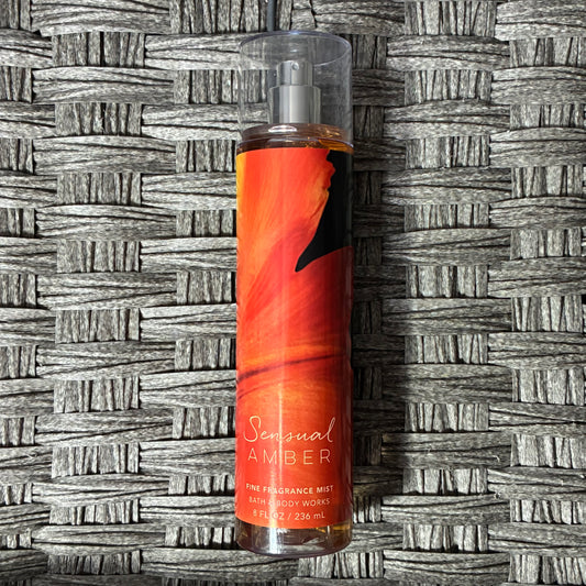 DISCONTINUED BATH AND BODY WORKS SENSUAL AMBER 8 FL OZ FINE FRAGRANCE MIST - PARTIALLY USED
