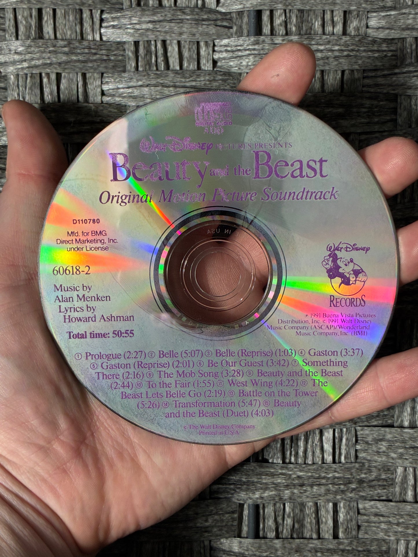 1991 BEAUTY AND THE BEAST WALT DISNEY RECORDS CD ORIGINAL SOUNDTRACK DISC ONLY