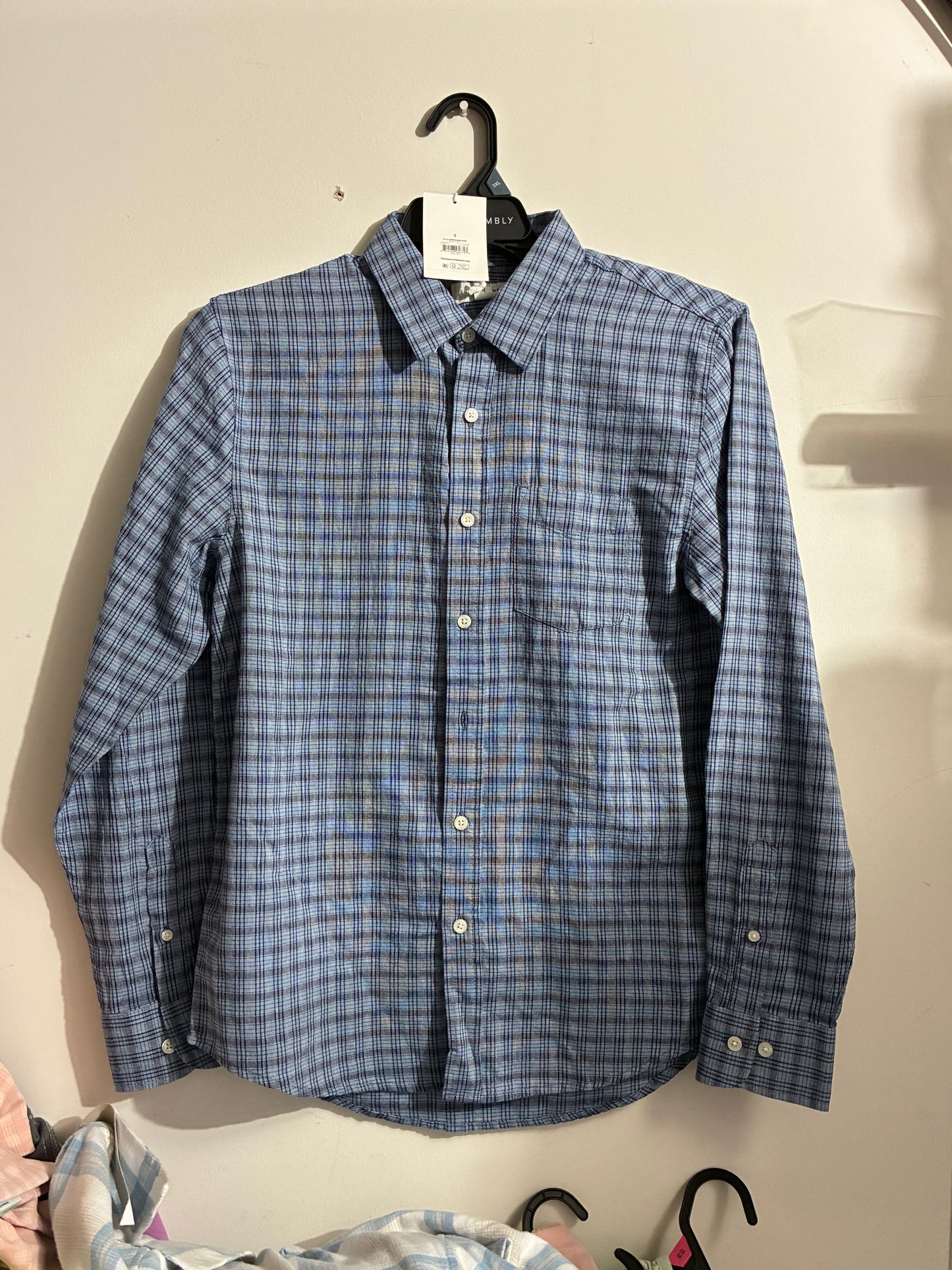 FREE ASSEMBLY MEN'S LINEN BLEND SHIRT WITH LONG SLEEVES - SIZE SMALL